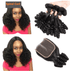 10A Grade Brazilian 3/4 Spiral Curl Human Hair bundles with 4x4 Closur