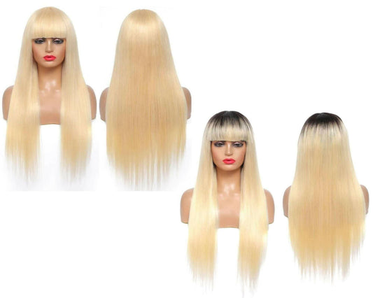 #1B/613 Straight 180% Density #613 Wig with Bang 200% Density Human.