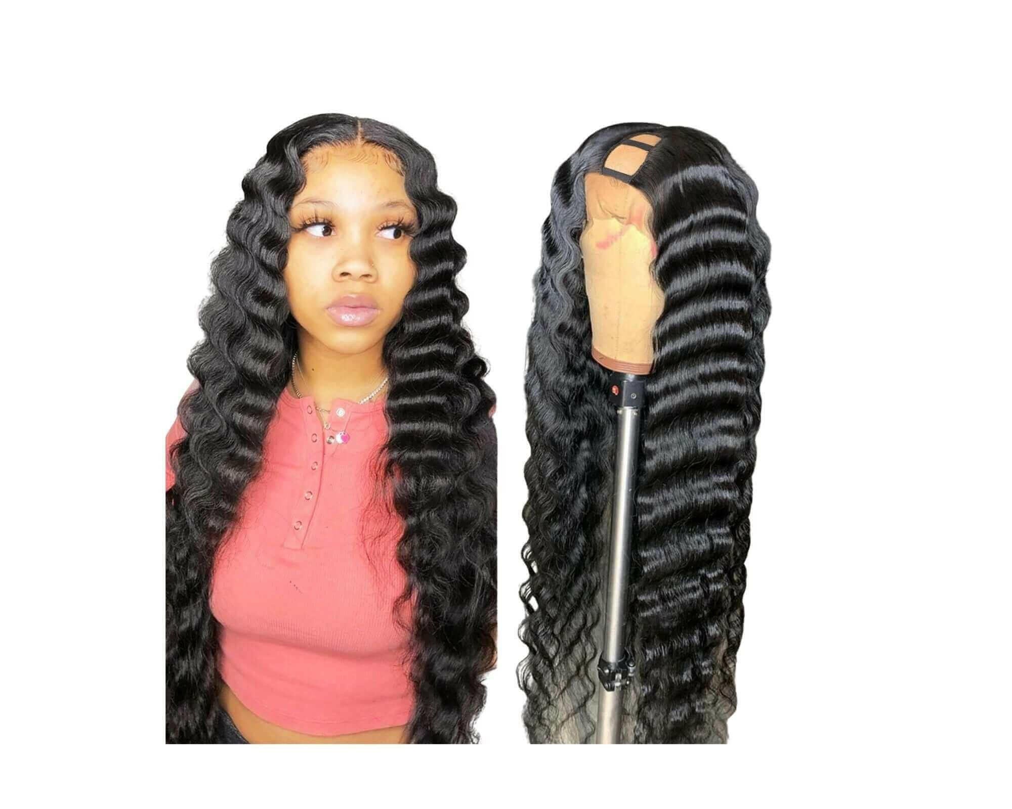 U Part Wig Loose Deep Human Hair Wigs For Black Women Brazilian Remy H.