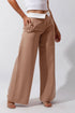Reversed Waistband Wide Leg Pants - Beige