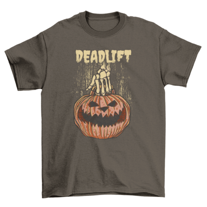 Pumpkin deadlift halloween t-shirt.