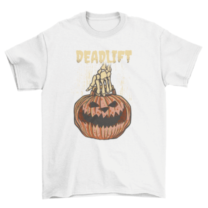 Pumpkin deadlift halloween t-shirt.