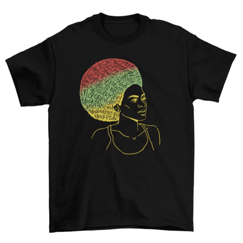 Juneteenth african american woman t-shirt.