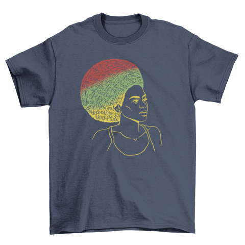 Juneteenth african american woman t-shirt.