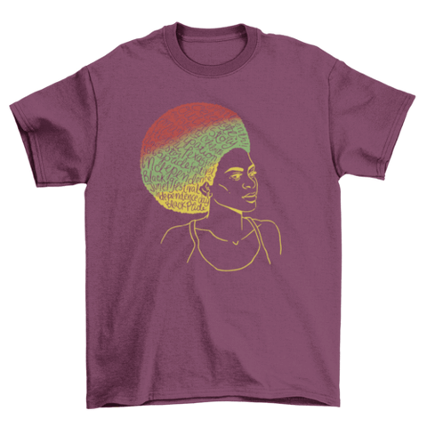 Juneteenth african american woman t-shirt.