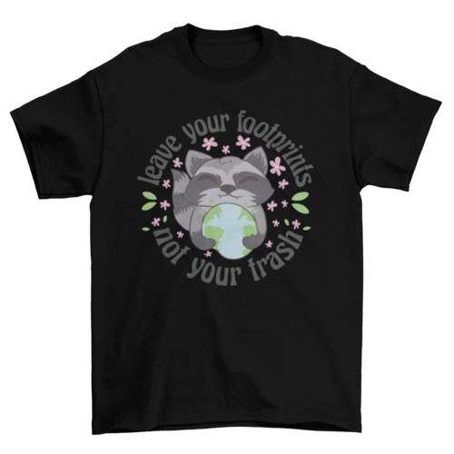 Raccoon with planet Earth t-shirt.