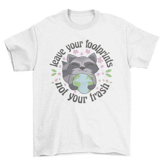 Raccoon with planet Earth t-shirt.