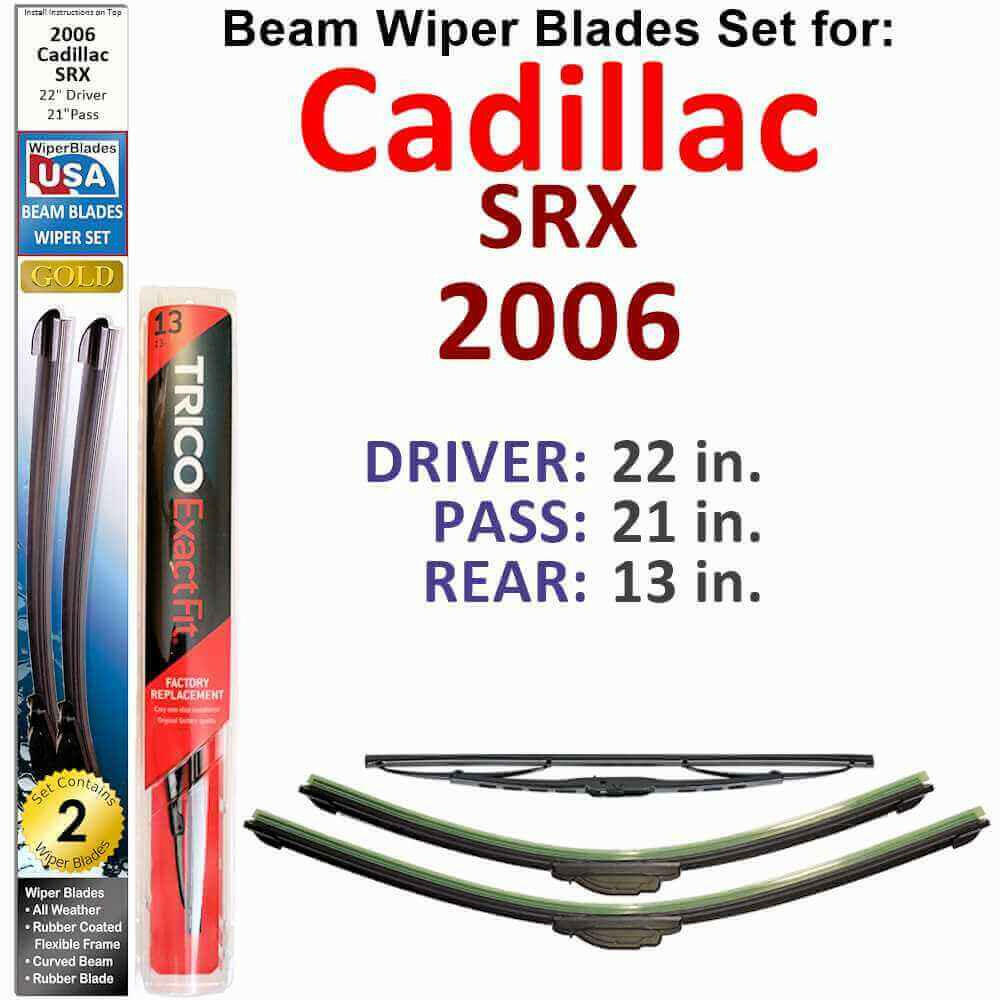 Beam Wiper Blades for 2006 Cadillac SRX (Set of 3).