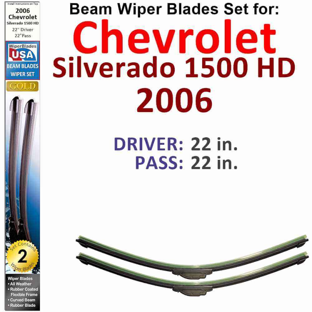 Beam Wiper Blades for 2006 Chevrolet Silverado 1500 HD (Set of 2)