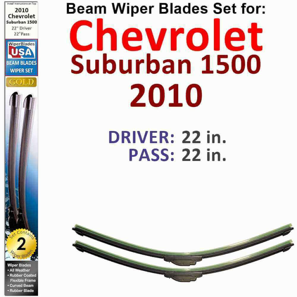 Beam Wiper Blades for 2010 Chevrolet Suburban 1500 (Set of 2).