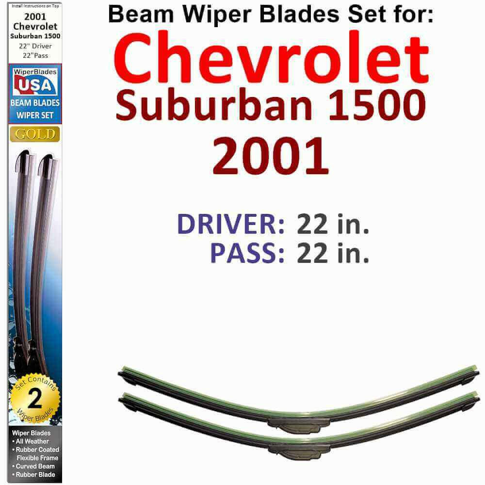 Beam Wiper Blades for 2001 Chevrolet Suburban 1500 (Set of 2).