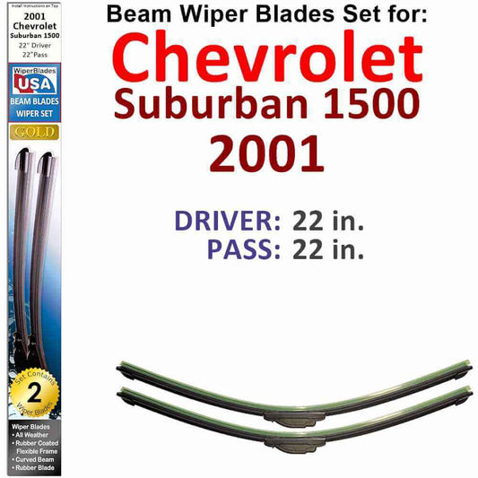 Beam Wiper Blades for 2001 Chevrolet Suburban 1500 (Set of 2)