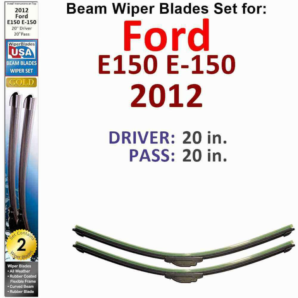 Beam Wiper Blades for 2012 Ford E150 E-150 (Set of 2).