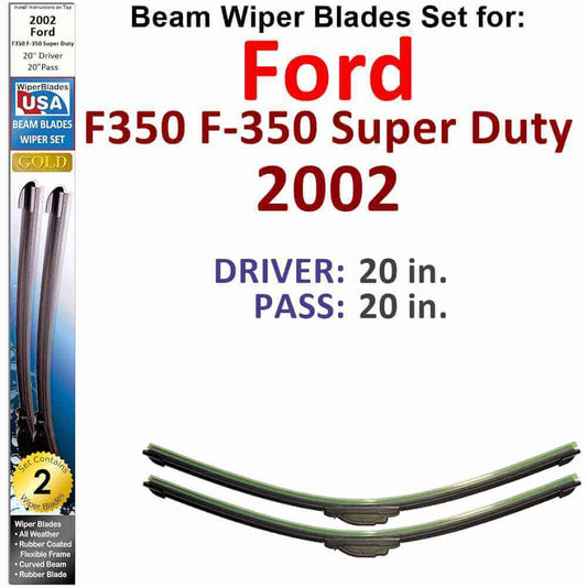 Beam Wiper Blades for 2002 Ford F350 F-350 Super Duty (Set of 2)