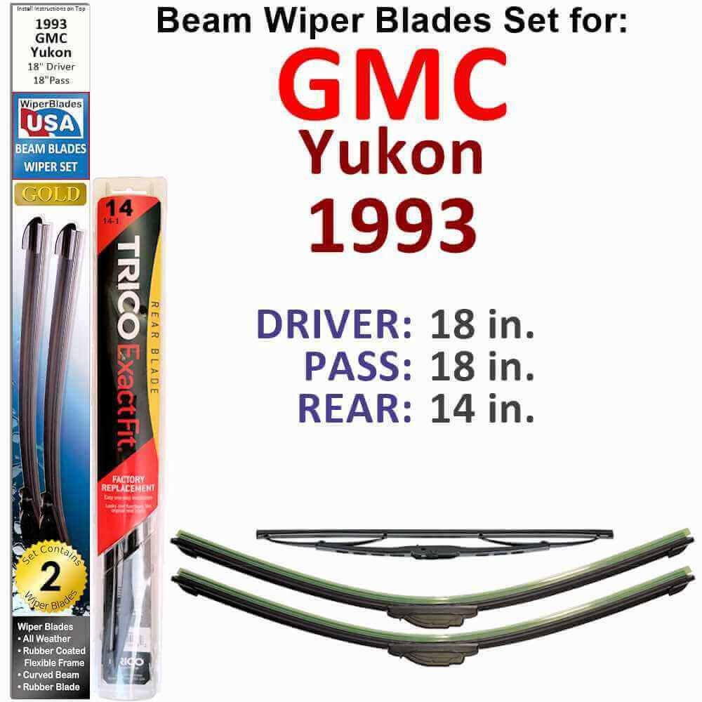 Beam Wiper Blades for 1993 GMC Yukon (Set of 3).