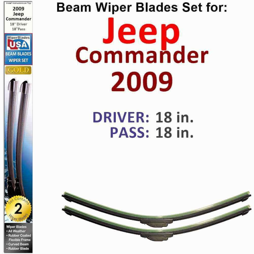 Beam Wiper Blades for 2009 Jeep Commander (Set of 2).