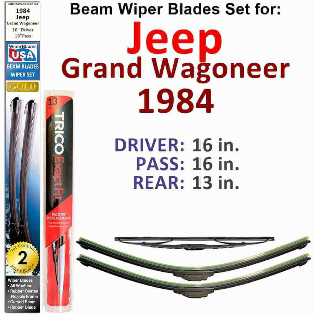 Beam Wiper Blades for 1984 Jeep Grand Wagoneer (Set of 3).