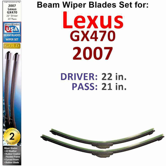Beam Wiper Blades for 2007 Lexus GX470 (Set of 2)