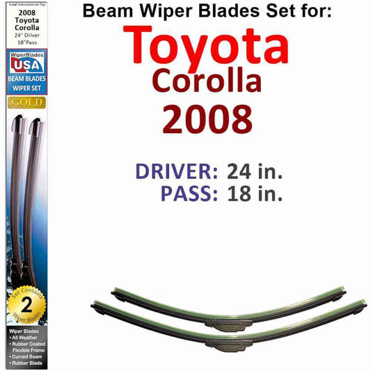 Beam Wiper Blades for 2008 Toyota Corolla (Set of 2)