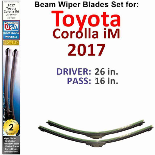 Beam Wiper Blades for 2017 Toyota Corolla iM (Set of 2)