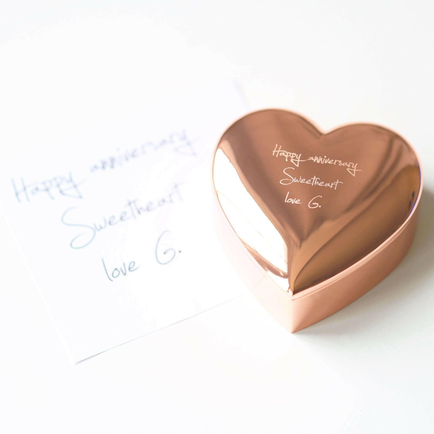 Rose Gold Heart Keepsake With Own Handwriting