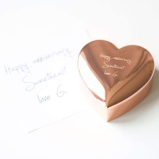 Rose Gold Heart Keepsake With Own Handwriting