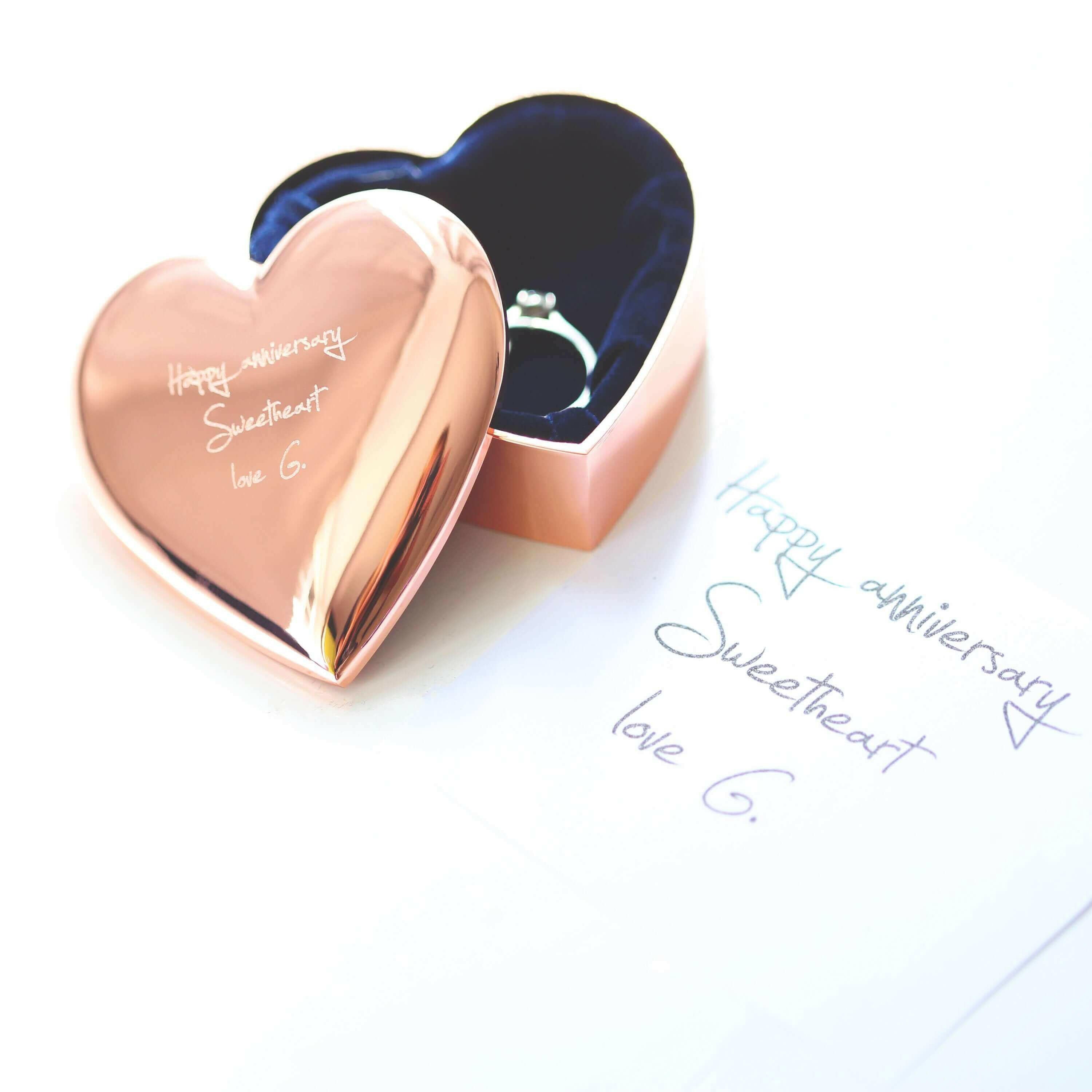 Rose Gold Heart Keepsake With Own Handwriting