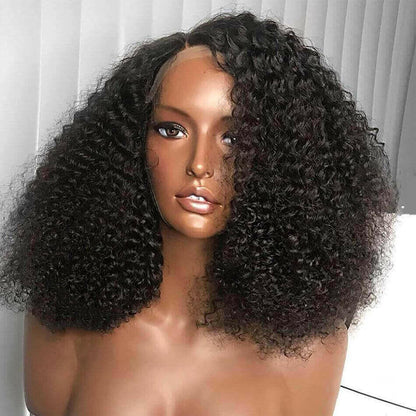 180% Density Full 4x4 Transparent Lace Front Afro Kinky Curly Human Ha.