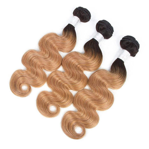 #27 Body Wave 10A Grade #1B/27 Hair BUNDLES with 4x4 CLOSURES & 13x4 F