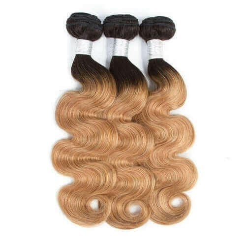 #27 Body Wave 10A Grade #1B/27 Hair BUNDLES with 4x4 CLOSURES & 13x4 F.