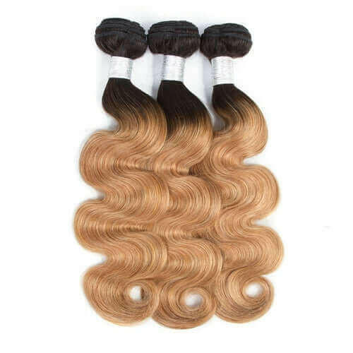 #27 Body Wave 10A Grade #1B/27 Hair BUNDLES with 4x4 CLOSURES & 13x4 F.