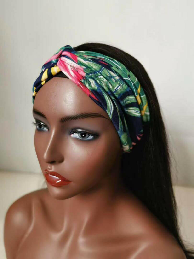 Headband Wig Straight Human Hair Scarf Wig No GLUE Easy Wear for Women.