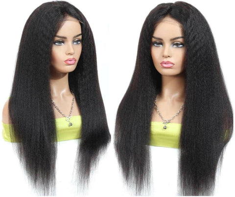 180% Density Full 4x4 Transparent Lace Front Kinky Straight Human Hair.