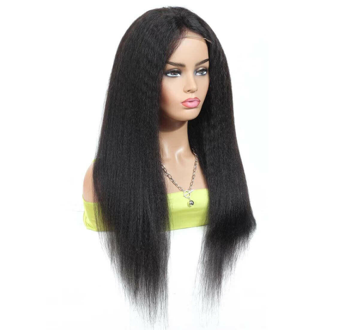 180% Density Full 4x4 Transparent Lace Front Kinky Straight Human Hair.