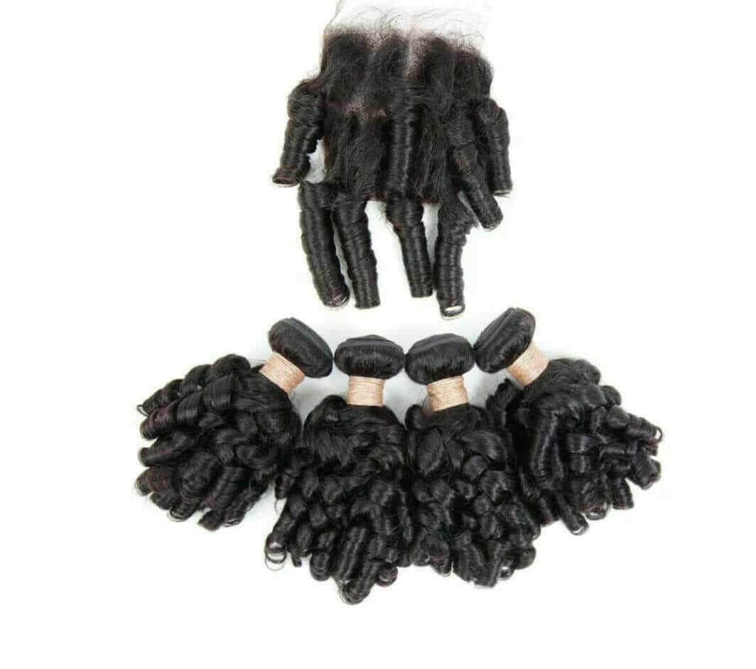 10A Grade Brazilian 3/4 Bundles Loose Bouncy Curl Human Hair bundles w.