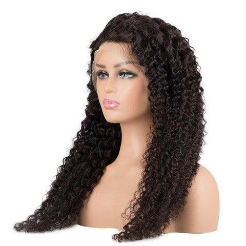 13x4 HD Transparent Lace Front Jerry Curl Human Hair Wigs 200% Density.