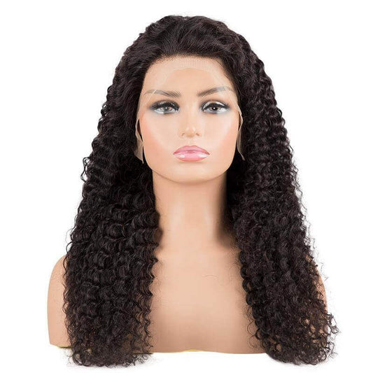13x4 HD Transparent Lace Front Jerry Curl Human Hair Wigs 200% Density