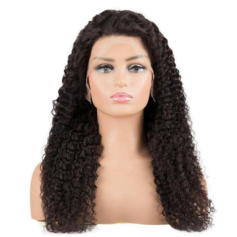 13x4 HD Transparent Lace Front Jerry Curl Human Hair Wigs 200% Density.