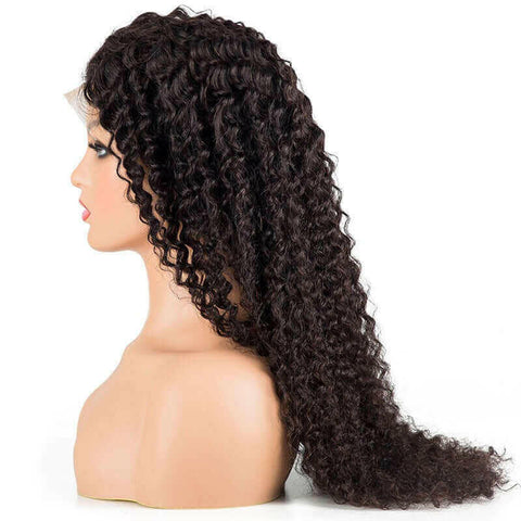 13x4 HD Transparent Lace Front Jerry Curl Human Hair Wigs 200% Density.