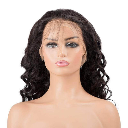 13x4 HD Transparent Lace Front Loose Curly Human Hair Wigs 200% Densit