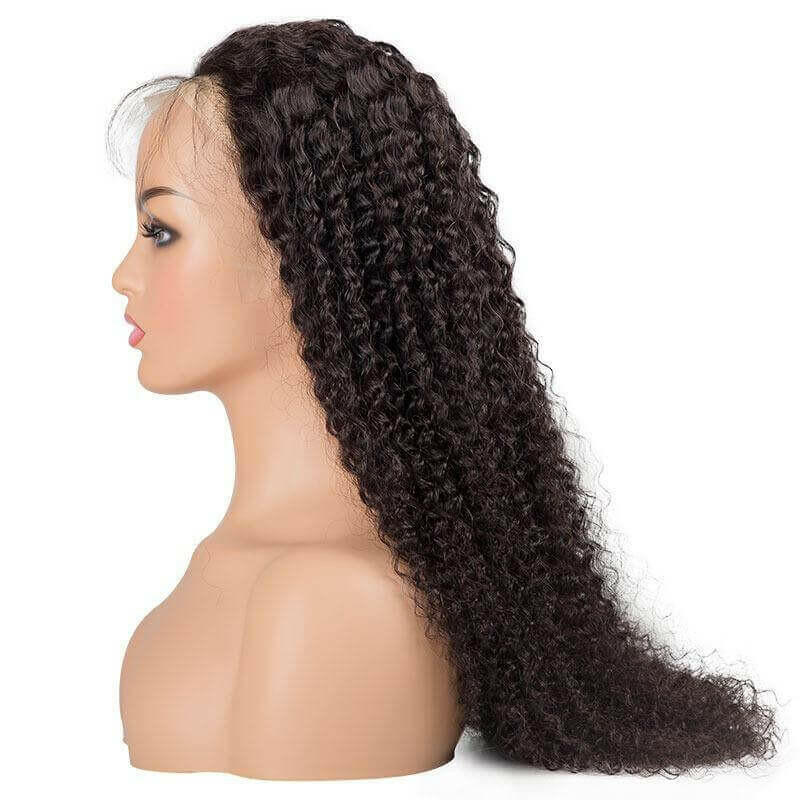 13x4 HD Transparent Lace Frontal Kinky Curly Human Hair Wigs 200% Dens.