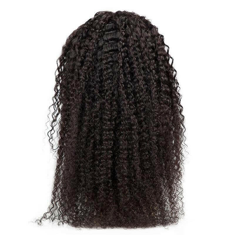 13x4 HD Transparent Lace Frontal Kinky Curly Human Hair Wigs 200% Dens.