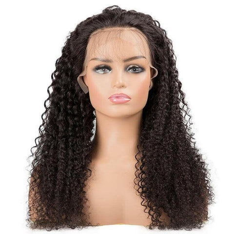 13x4 HD Transparent Lace Frontal Kinky Curly Human Hair Wigs 200% Dens.