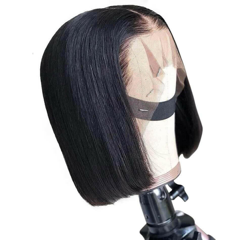 180% Density Straight 4x4 Short Bob 13x4 Lace Front Human Hair Wig.