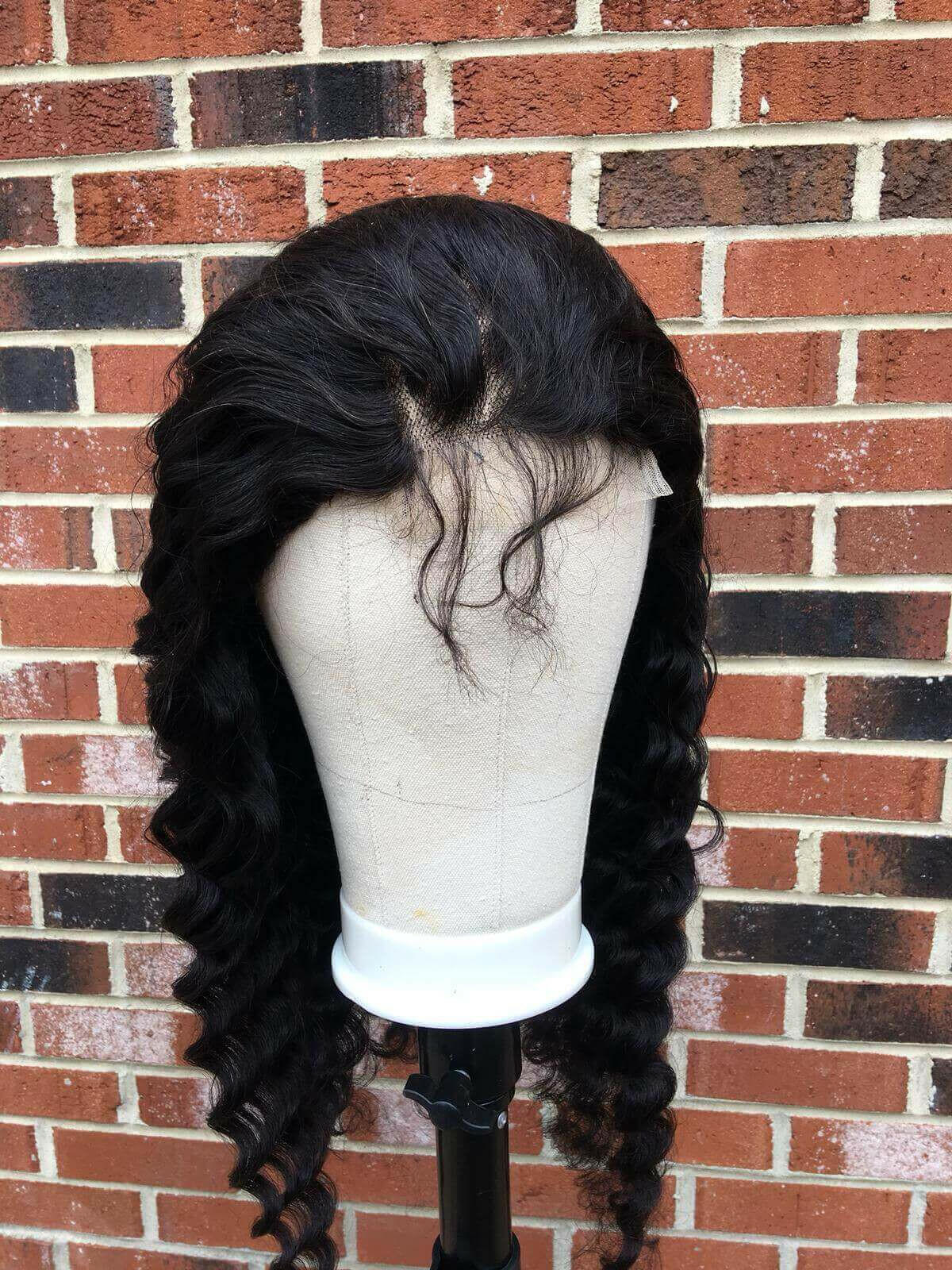 180% Density Full 4x4 Transparent Lace Front Loose Deep Human Hair Wig.