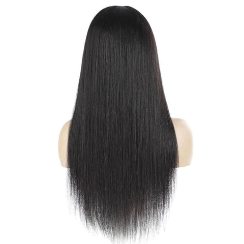 Headband Wig Straight Human Hair Scarf Wig No GLUE Easy Wear for Women.