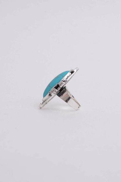 Turquoise Marquise Cut Silver Ring.