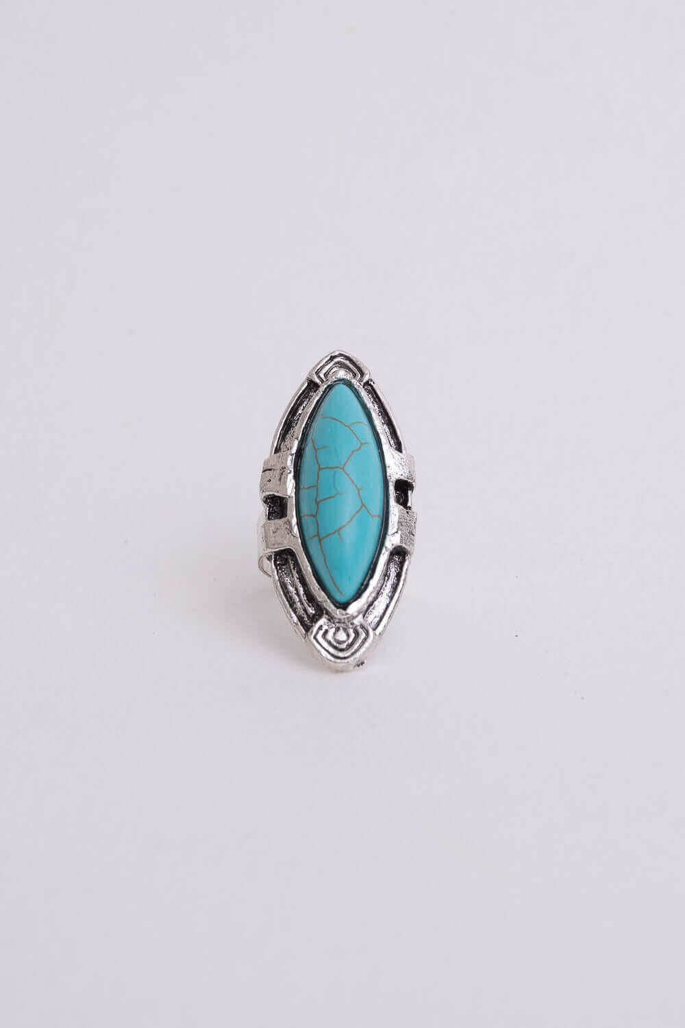 Turquoise Marquise Cut Silver Ring.