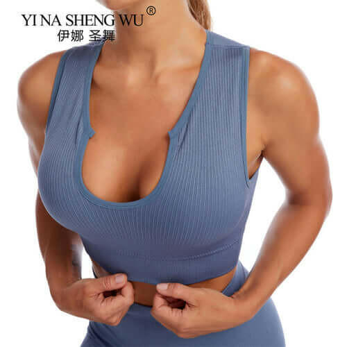 Yoga Set Gym Set Workout Clothes for Women Seamless Leggings Sports.