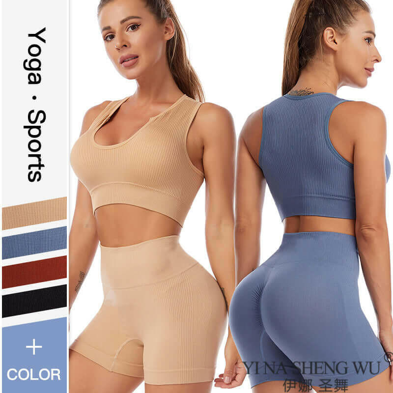 Yoga Set Gym Set Workout Clothes for Women Seamless Leggings Sports